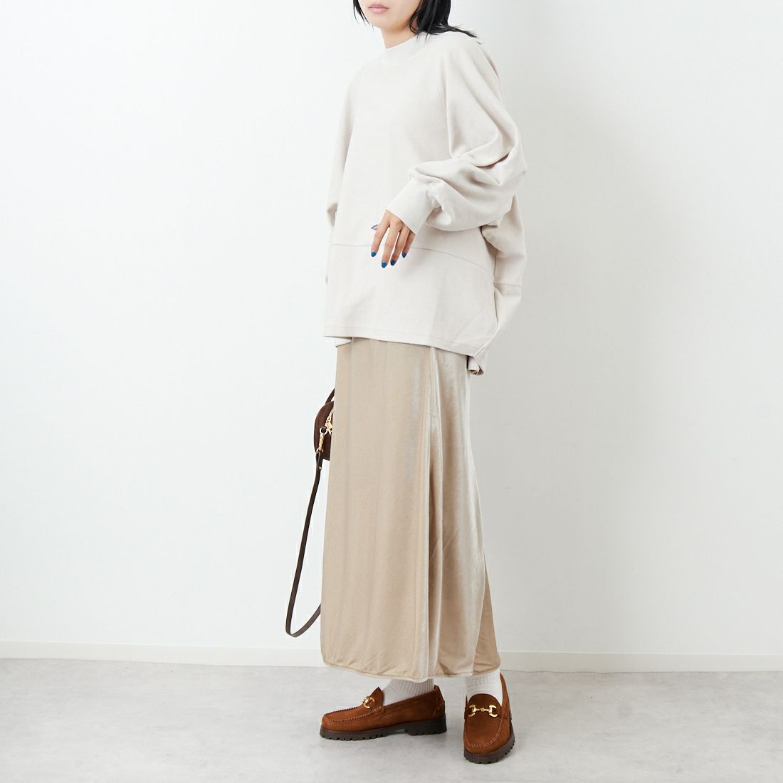 STELLA CIFFON [ステラシフォン] オーガニックコットンパイルトップス [ST3-26504] 60 BEIGE &&モデル身長：167cm 着用サイズ：36&&