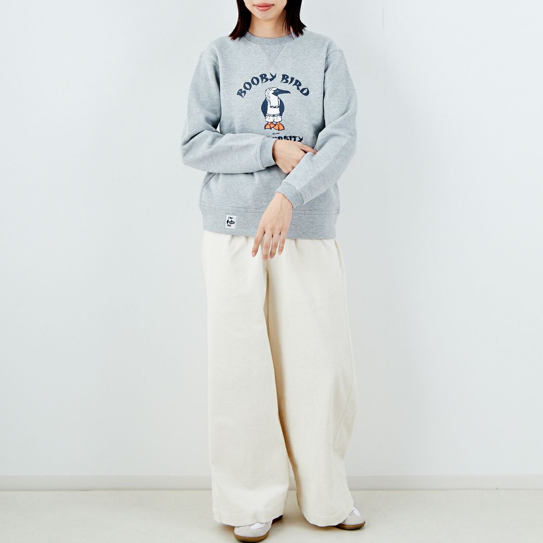 CHUMS [チャムス] ブービーバード ユニバーシティクルートップ [CH10-1505] G005 H.GRY &&モデル身長：162cm 着用サイズ：WM&&