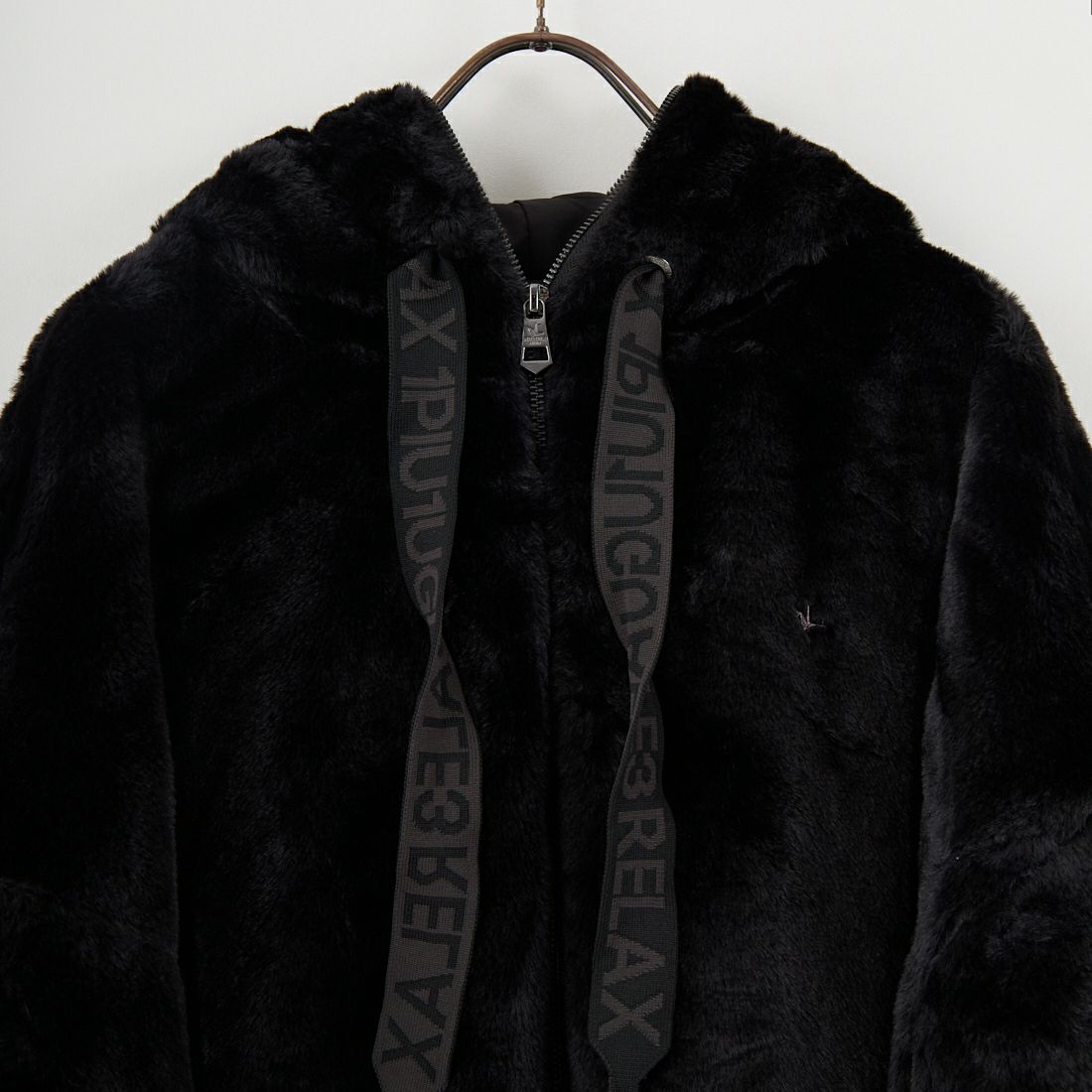 1PIU1UGUALE3 RELAX [ウノ ピゥ ウノ ウグァーレ トレ] ラインストーンロゴファーブルゾン [USO-25160] SN90 BLACK