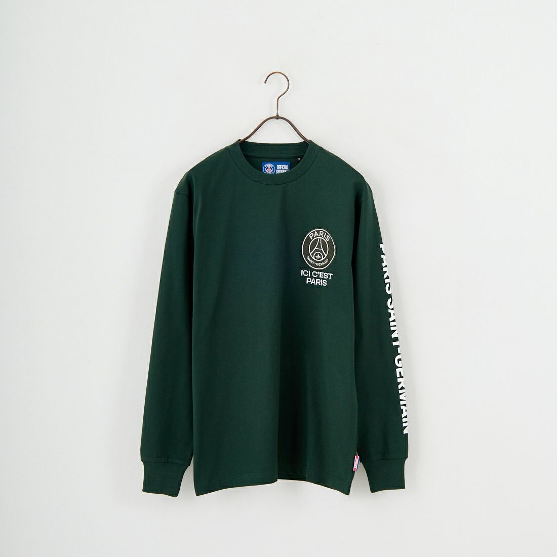PARIS SAINT-GERMAN [パリ・サンジェルマン] PSG スエードエンブレムスリーブロゴTシャツ [PS0325FW0003] DK GREEN