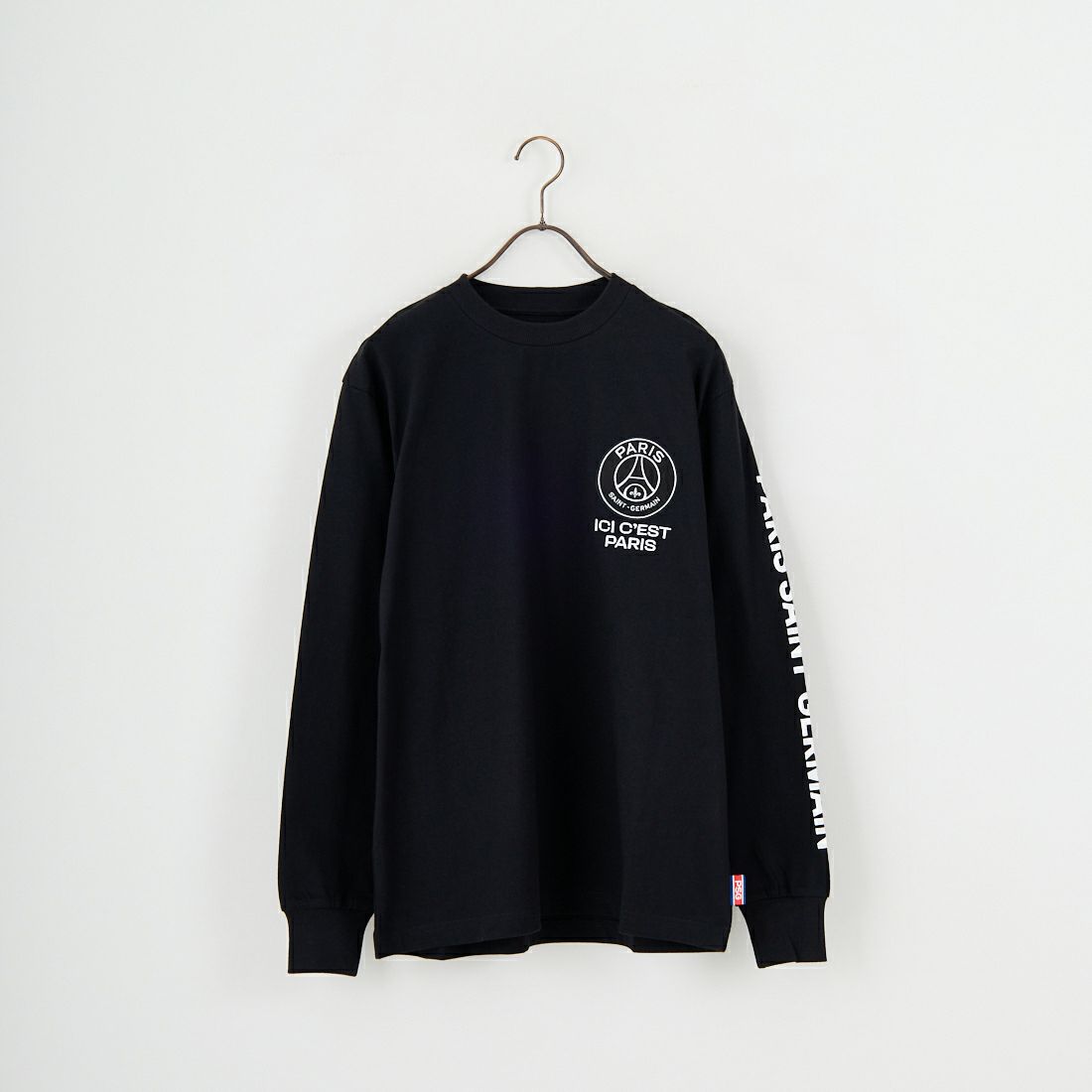PARIS SAINT-GERMAN [パリ・サンジェルマン] PSG スエードエンブレムスリーブロゴTシャツ [PS0325FW0003] BLACK