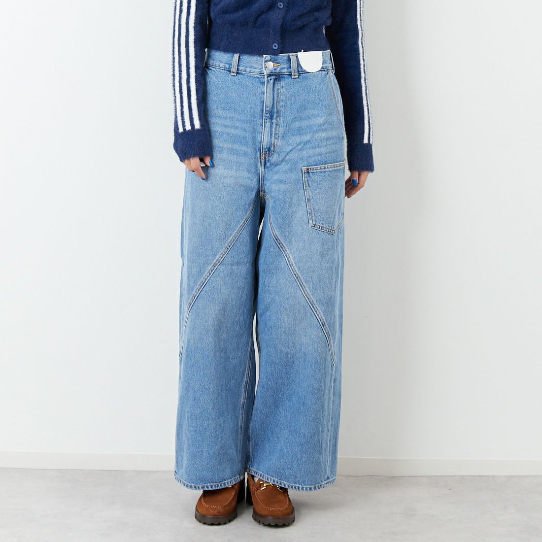 null. [ヌル] フロントバックデニムパンツ [153WFP254010] BLU &&モデル身長：167cm 着用サイズ：36&&