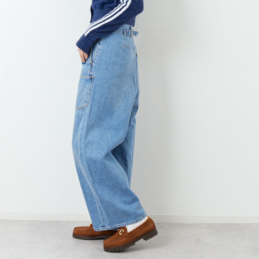 null. [ヌル] フロントバックデニムパンツ [153WFP254010] BLU &&モデル身長：167cm 着用サイズ：36&&