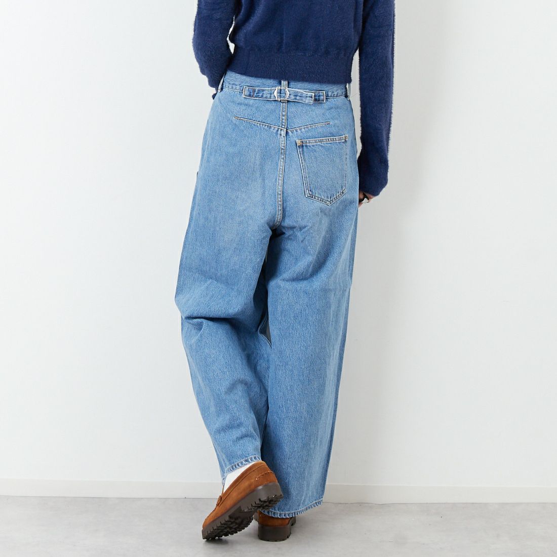 null. [ヌル] フロントバックデニムパンツ [153WFP254010] BLU &&モデル身長：167cm 着用サイズ：36&&