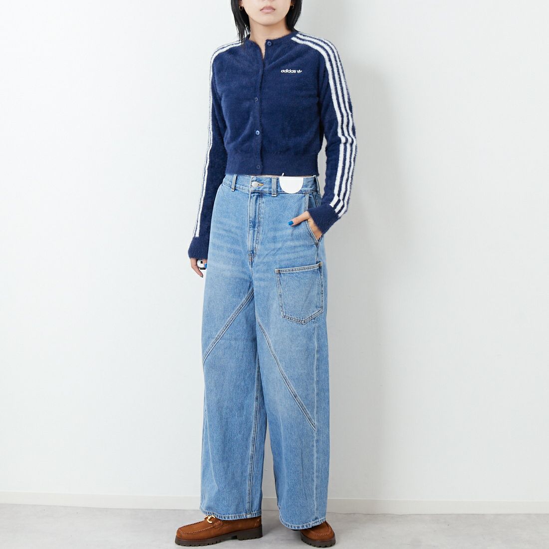 null. [ヌル] フロントバックデニムパンツ [153WFP254010] BLU &&モデル身長：167cm 着用サイズ：36&&