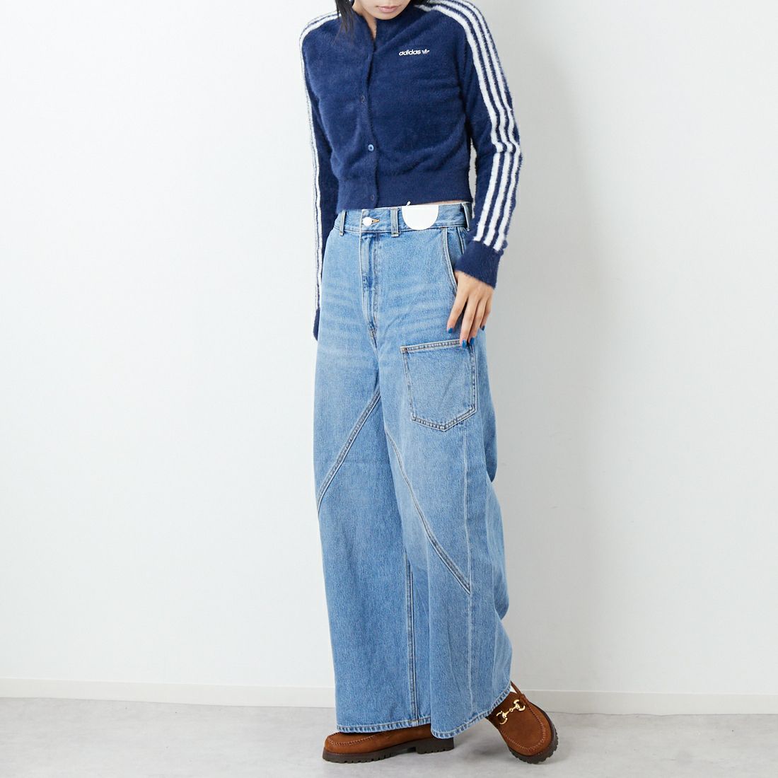 null. [ヌル] フロントバックデニムパンツ [153WFP254010] BLU &&モデル身長：167cm 着用サイズ：36&&