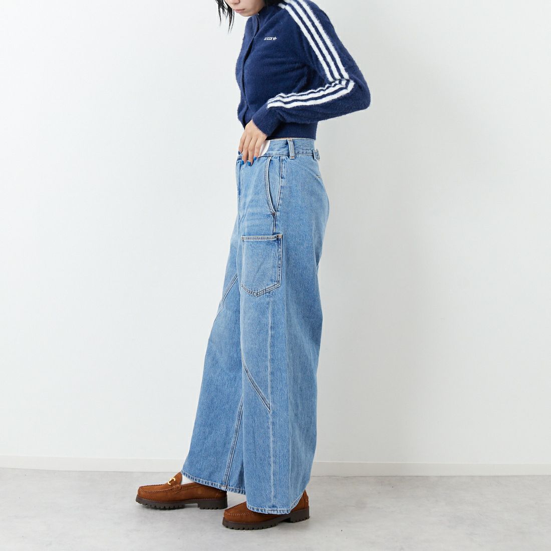 null. [ヌル] フロントバックデニムパンツ [153WFP254010] BLU &&モデル身長：167cm 着用サイズ：36&&