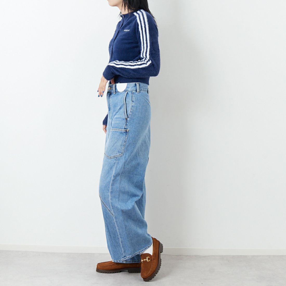 null. [ヌル] フロントバックデニムパンツ [153WFP254010] BLU &&モデル身長：167cm 着用サイズ：36&&