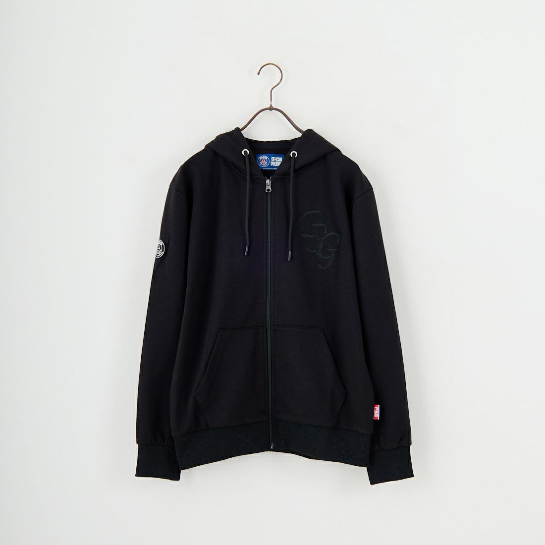 PARIS SAINT-GERMAN [パリ・サンジェルマン] PSG ロゴ刺繍テックフリースフルジップフーディ [PS0625FW0003] BLACK