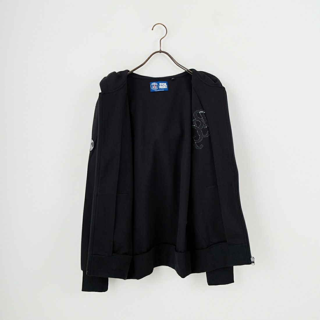 PARIS SAINT-GERMAN [パリ・サンジェルマン] PSG ロゴ刺繍テックフリースフルジップフーディ [PS0625FW0003] BLACK