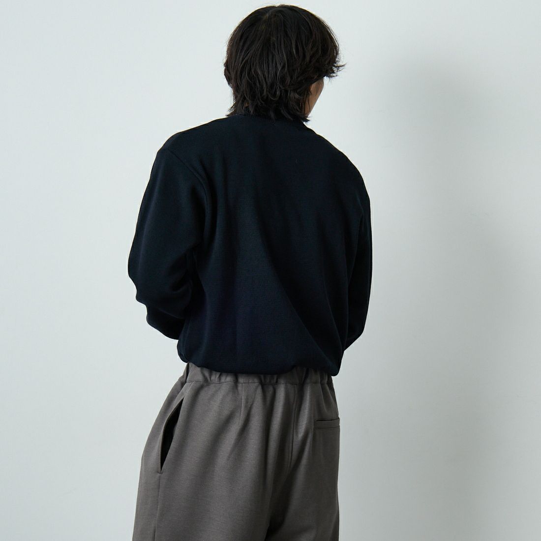 Noir Fabrik [ヌワールファブリック] ミラノリブモックネックニット [NF-254-069] BLACK &&モデル身長：179cm 着用サイズ：M&&