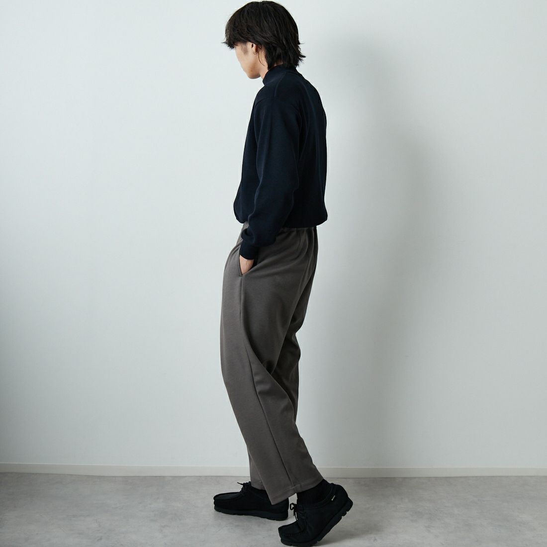 Noir Fabrik [ヌワールファブリック] ミラノリブモックネックニット [NF-254-069] BLACK &&モデル身長：179cm 着用サイズ：M&&