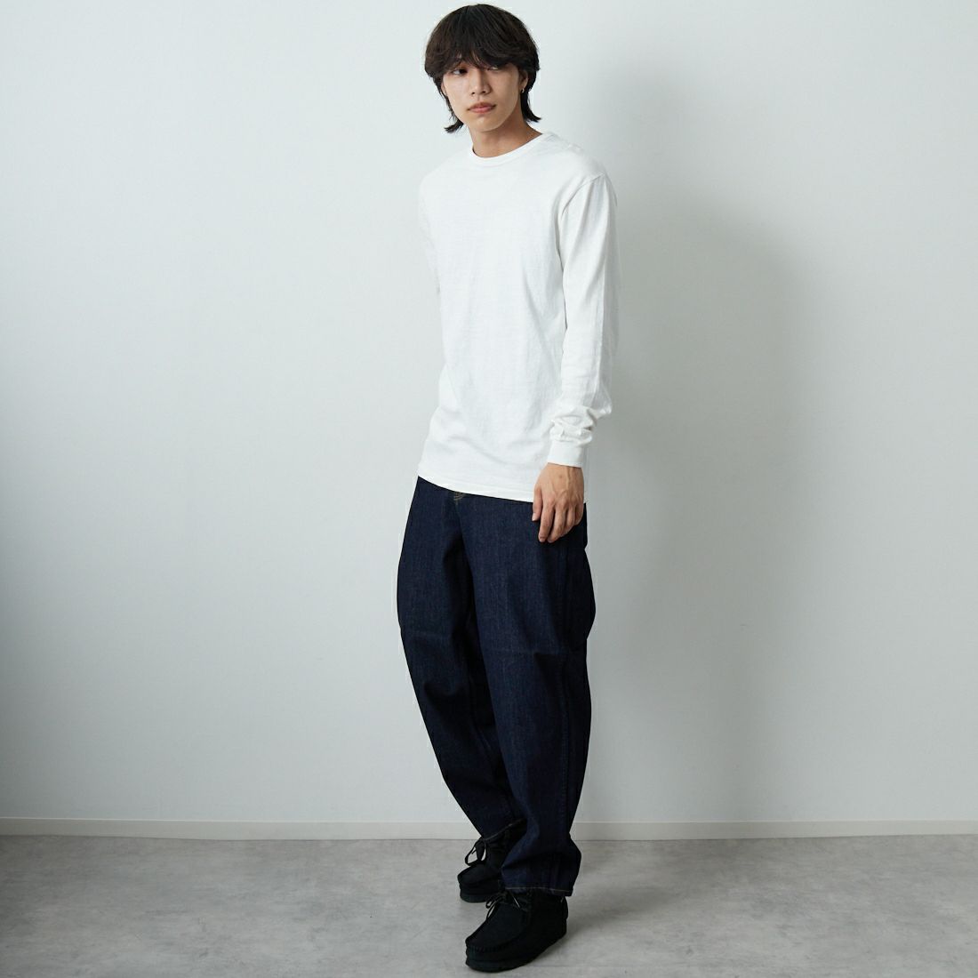 YANUK [ヤヌーク] PREMIUM2 ルーズテーパード BARNY/バーニー [57253060] POW &&モデル身長：179cm 着用サイズ：29&&