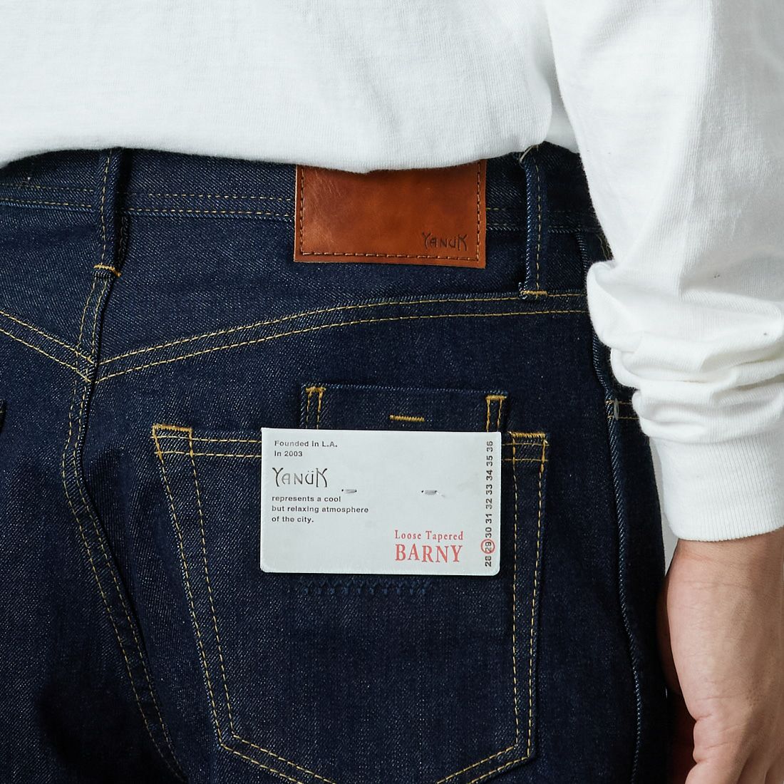 YANUK [ヤヌーク] PREMIUM2 ルーズテーパード BARNY/バーニー [57253060] POW &&モデル身長：179cm 着用サイズ：29&&