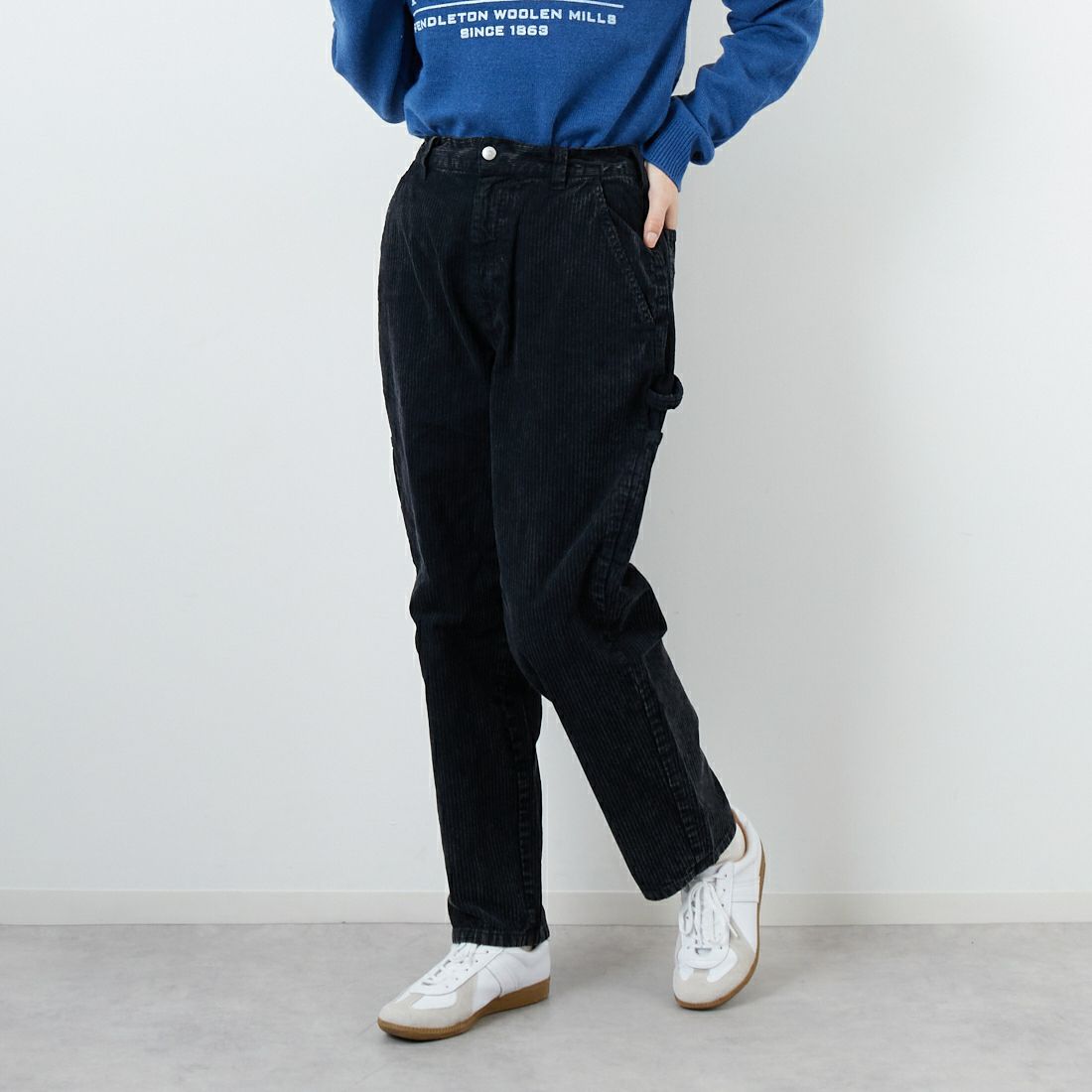 SMITH'S [スミス] LES HALLES コーデュロイペインターパンツ [5475-1070] 49 NOIR &&モデル身長：162cm 着用サイズ：S&&