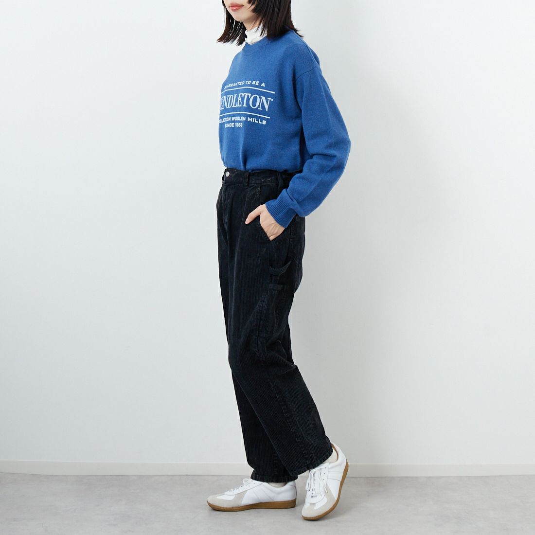 SMITH'S [スミス] LES HALLES コーデュロイペインターパンツ [5475-1070] 49 NOIR &&モデル身長：162cm 着用サイズ：S&&