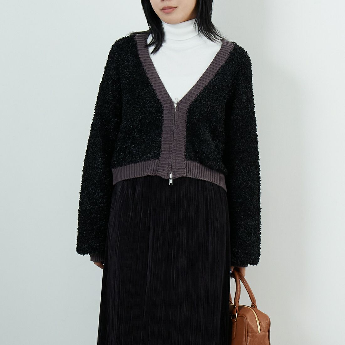 &g'aime [アンジェム] バタフライヤーンカーディガン [986-67009] ﾌﾞﾗｯｸ &&モデル身長：167cm 着用サイズ：F&&