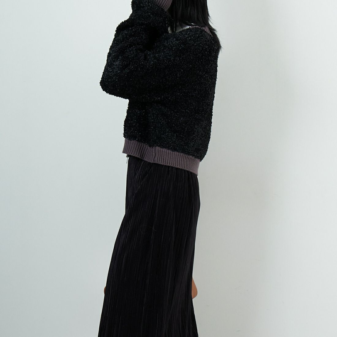 &g'aime [アンジェム] バタフライヤーンカーディガン [986-67009] ﾌﾞﾗｯｸ &&モデル身長：167cm 着用サイズ：F&&