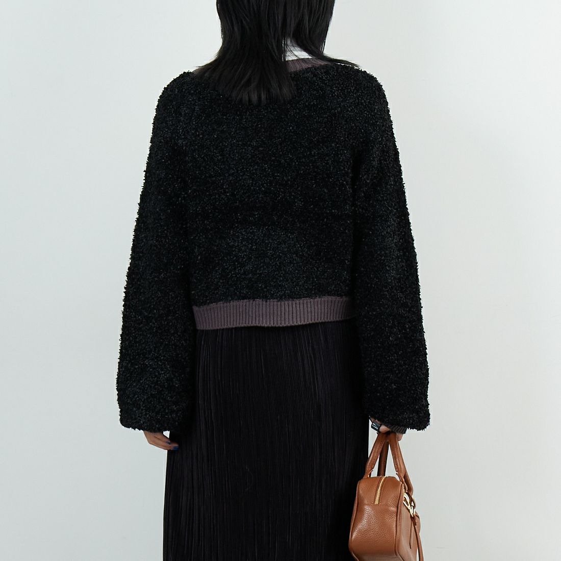 &g'aime [アンジェム] バタフライヤーンカーディガン [986-67009] ﾌﾞﾗｯｸ &&モデル身長：167cm 着用サイズ：F&&