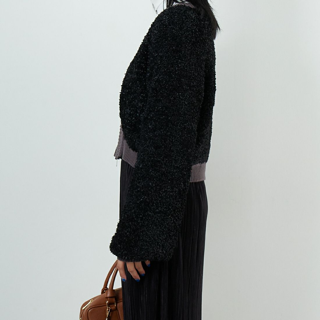 &g'aime [アンジェム] バタフライヤーンカーディガン [986-67009] ﾌﾞﾗｯｸ &&モデル身長：167cm 着用サイズ：F&&