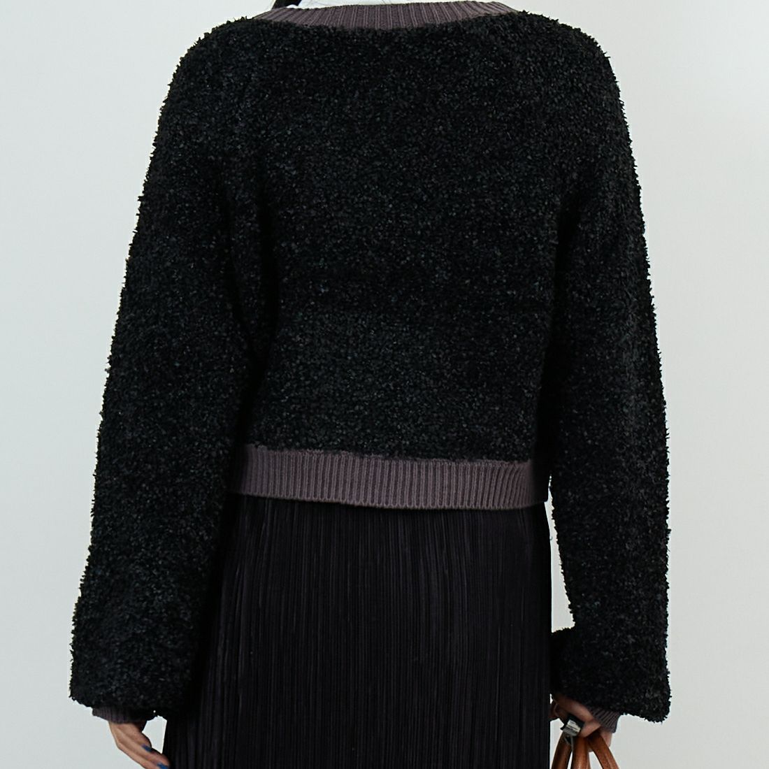 &g'aime [アンジェム] バタフライヤーンカーディガン [986-67009] ﾌﾞﾗｯｸ &&モデル身長：167cm 着用サイズ：F&&