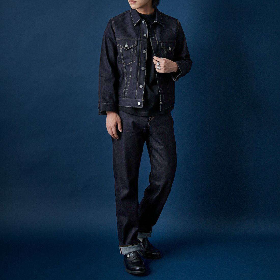 MOMOTARO JEANS [モモタロウ ジーンズ] スタンダード ストレート 14.7oz ジップフライ [MMJZ0100] INDIGO &&モデル身長：179cm 着用サイズ：28&&