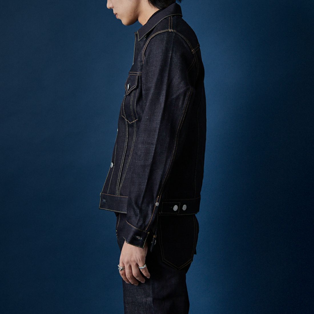 MOMOTARO JEANS [モモタロウ ジーンズ] スタンダード デニムジャケット 14.7oz [MMGJ0003] INDIGO&&モデル身長：179cm 着用サイズ：M&&