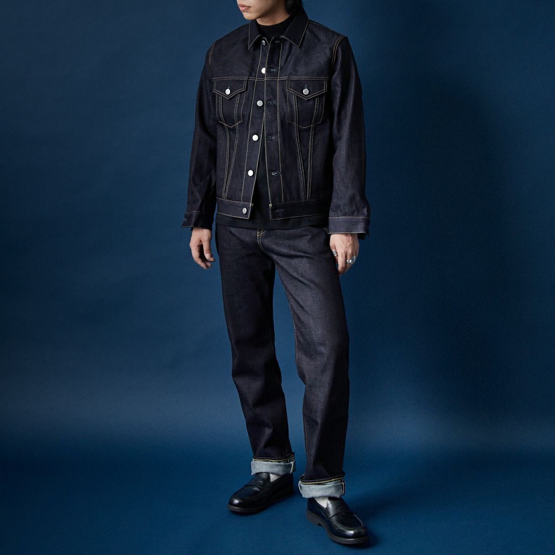MOMOTARO JEANS [モモタロウ ジーンズ] スタンダード デニムジャケット 14.7oz [MMGJ0003] INDIGO&&モデル身長：179cm 着用サイズ：M&&