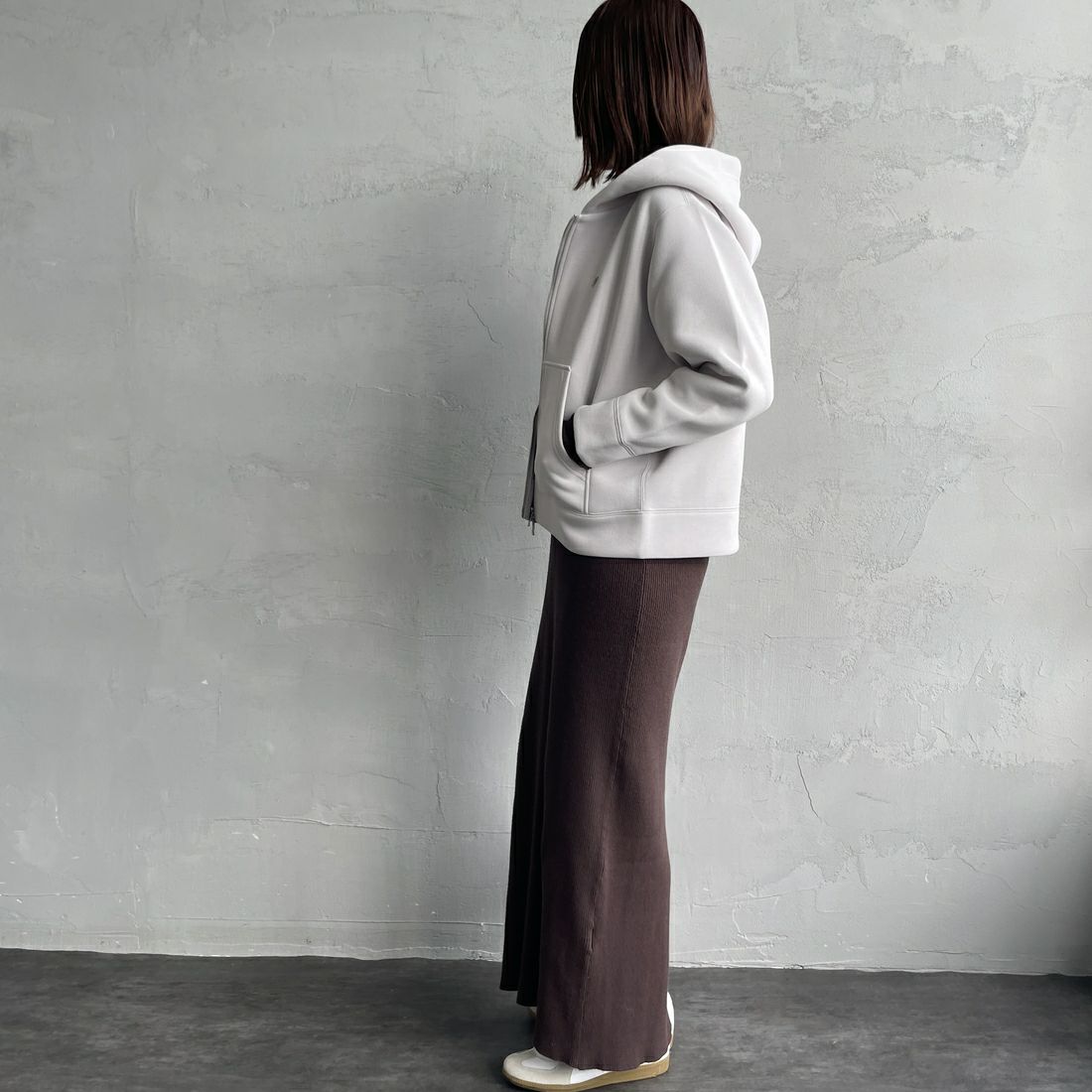 Gymphlex [ジムフレックス] ジップフーデッドジャケット [GY-C0478DDN] OYSTER WHT &&モデル身長：160cm 着用サイズ：XS&&