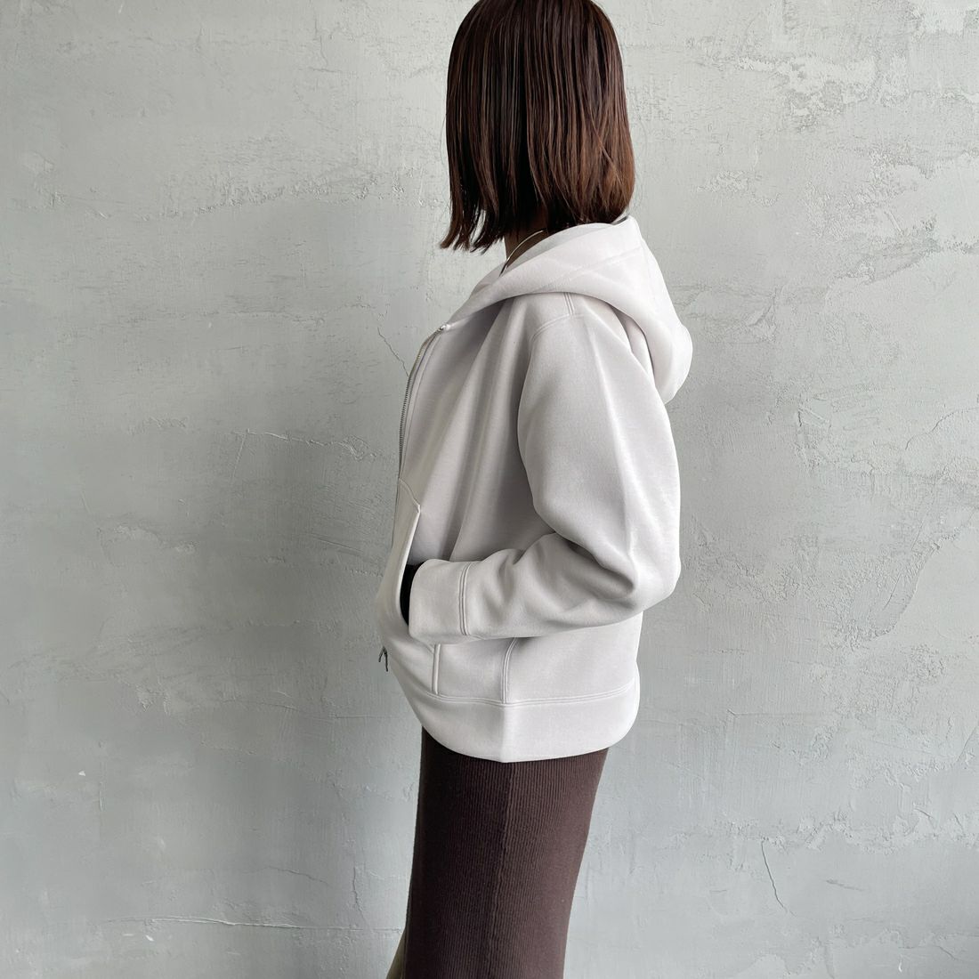 Gymphlex [ジムフレックス] ジップフーデッドジャケット [GY-C0478DDN] OYSTER WHT &&モデル身長：160cm 着用サイズ：XS&&
