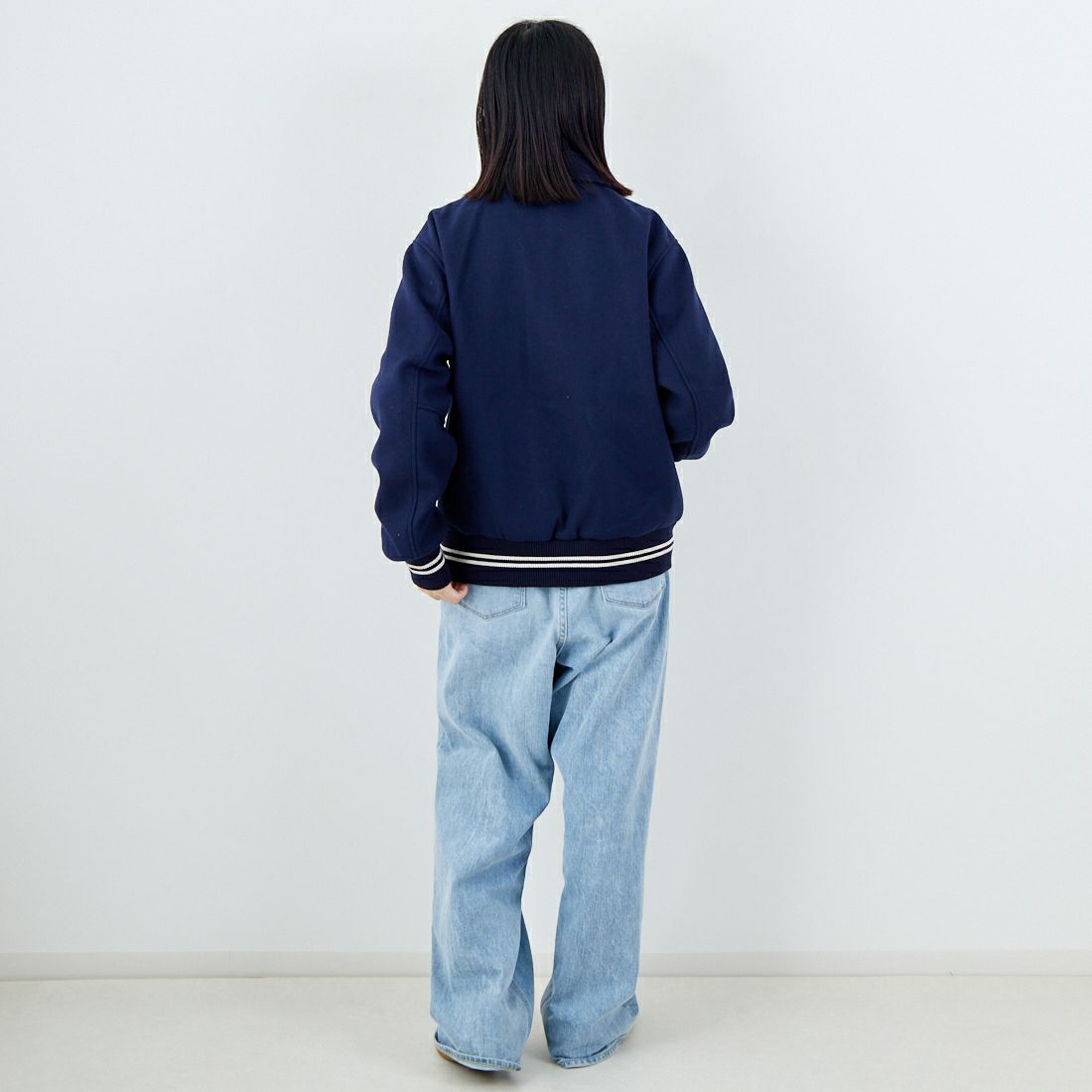 SKOOKUM [スクーカム] バイロンカラー ポリメルトンジャケット [SK25102] NAVY &&モデル身長：162cm 着用サイズ：M&&