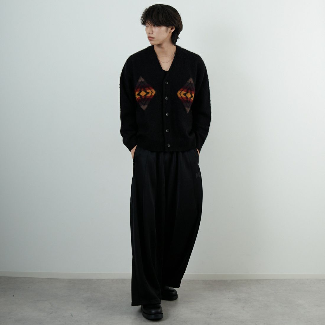 PENDLETON [ペンドルトン] シャギーカーディガン [5575-2005] 49 BLACK H &&モデル身長：179cm 着用サイズ：M&&