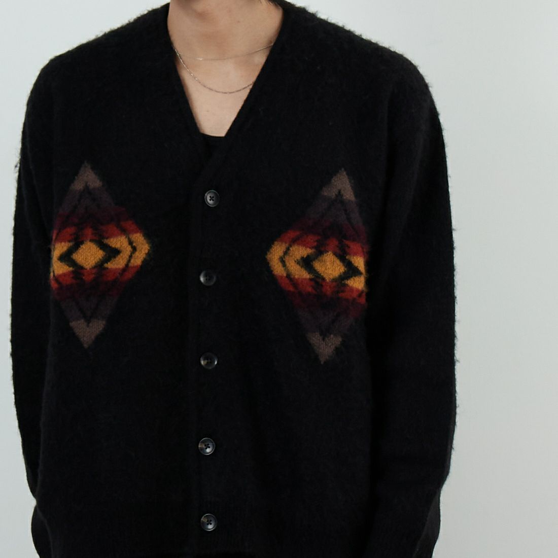 PENDLETON [ペンドルトン] シャギーカーディガン [5575-2005] 49 BLACK H &&モデル身長：179cm 着用サイズ：M&&