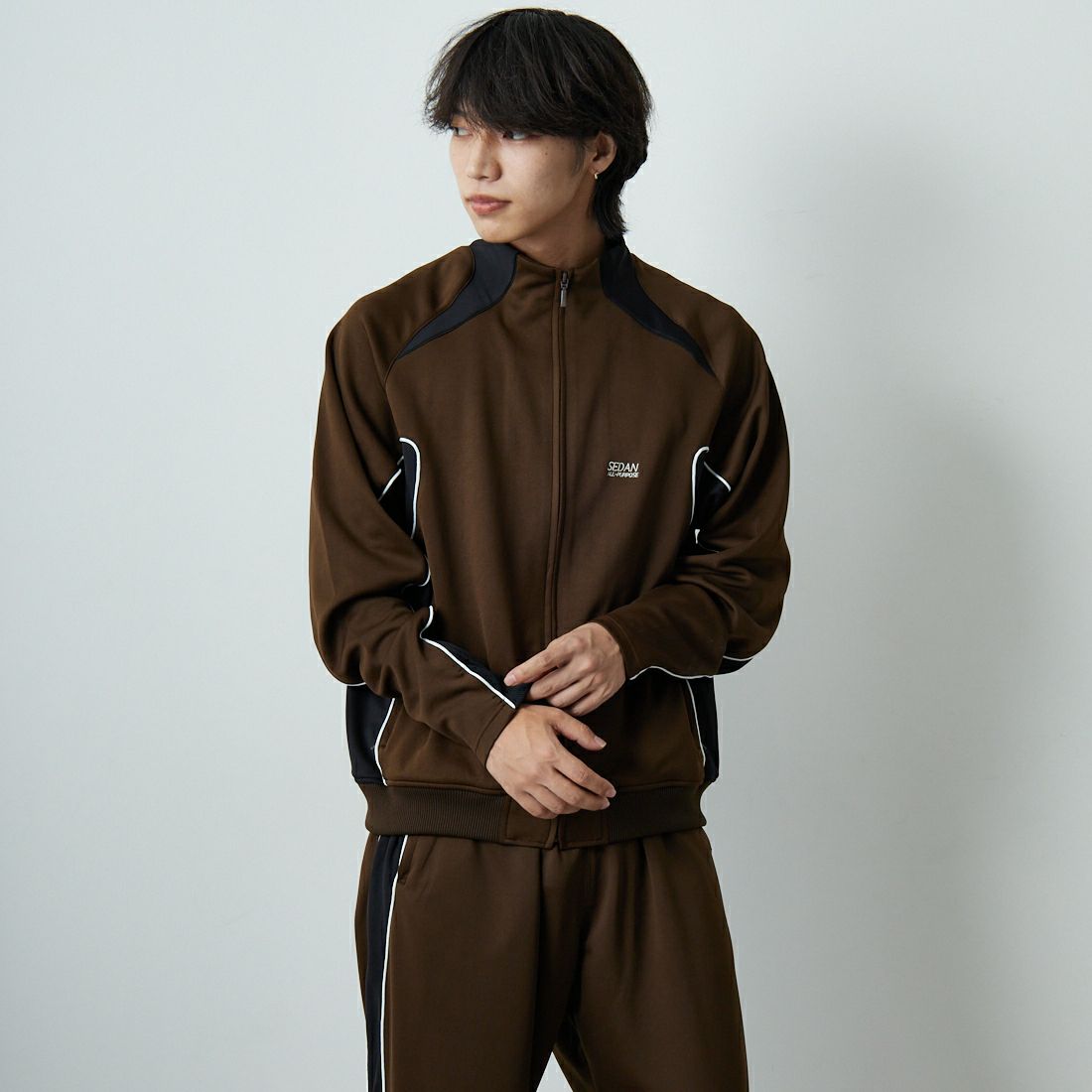 BRN/BLK&&モデル身長：179cm 着用サイズ：L&&