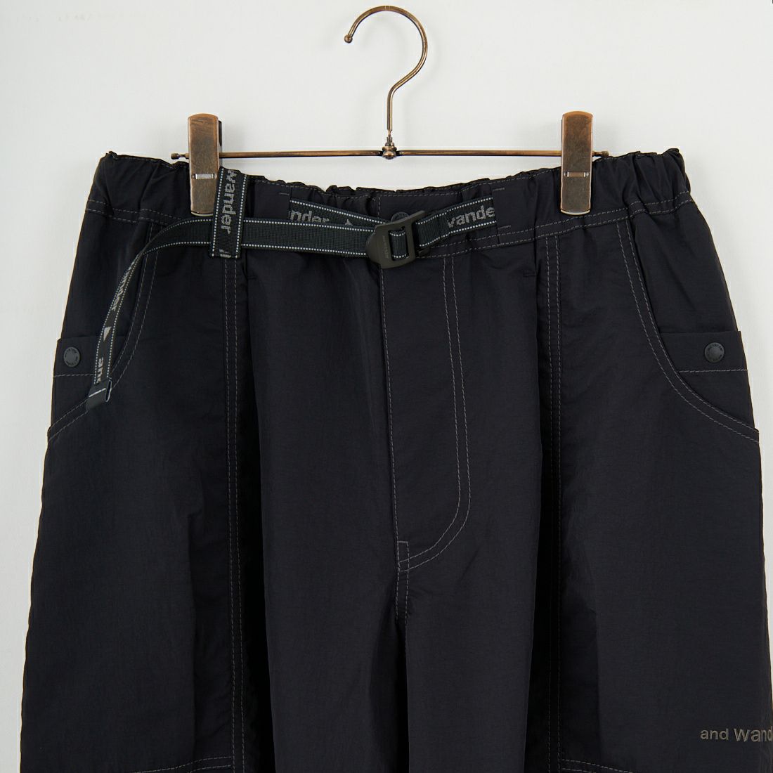 and wander [アンドワンダー] クリンクルドナイロンパンツ [5745282076] BLACK
