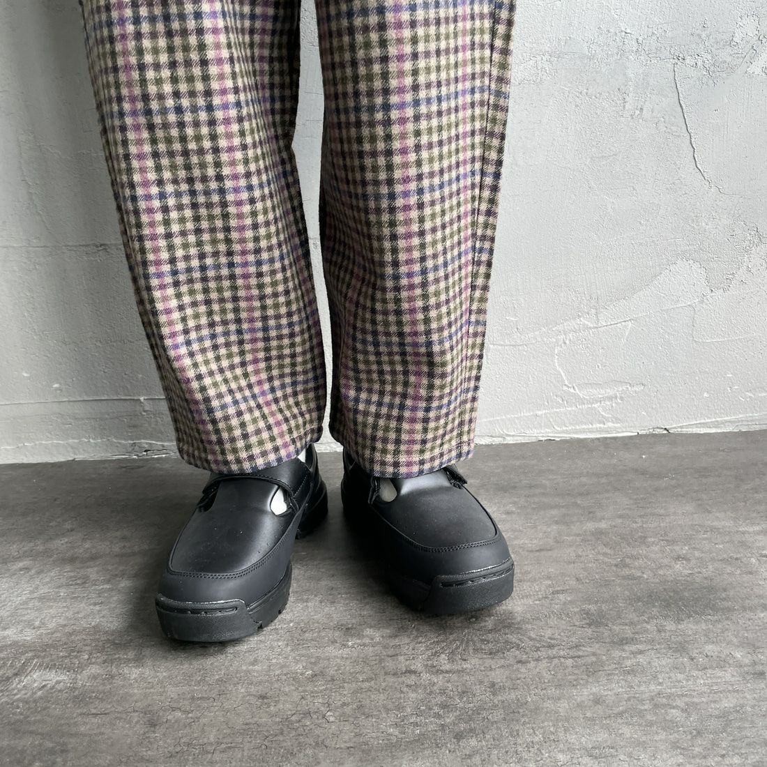 DANTON [ダントン] ウールイージーパンツ [JD-2540WRF] GRY/PPL CK &&モデル身長：158cm 着用サイズ：36&&