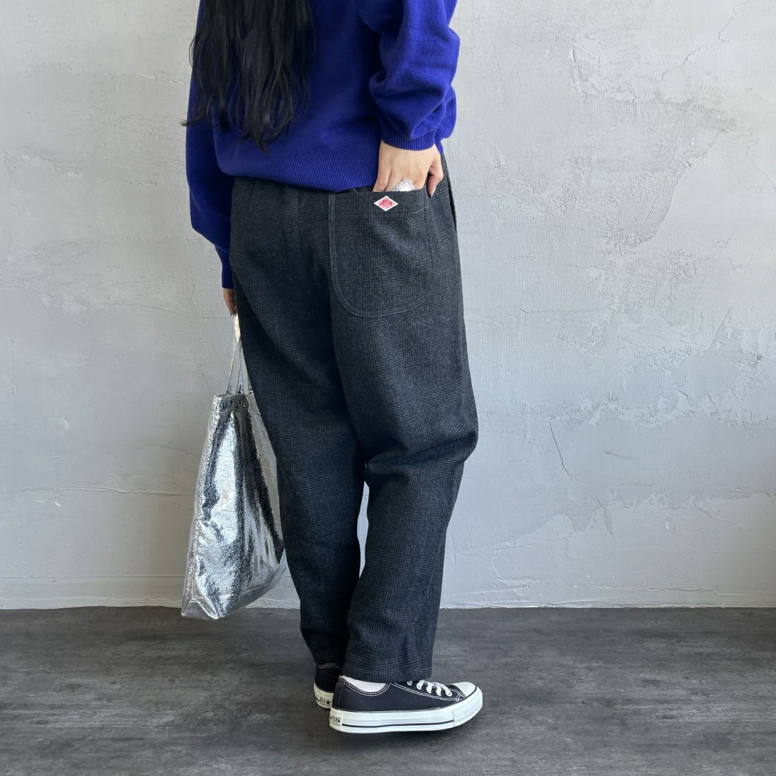 DANTON [ダントン] ウールイージーパンツ [JD-2540WRF] BLK/CHR CK &&モデル身長：156cm 着用サイズ：36&&