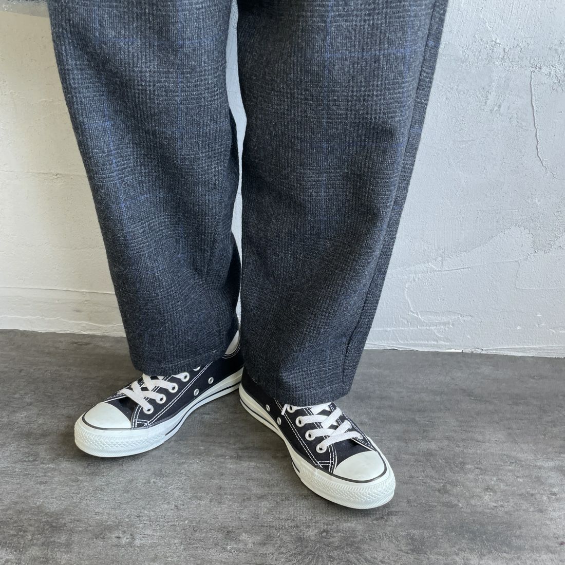 DANTON [ダントン] ウールイージーパンツ [JD-2540WRF] BLK/CHR CK &&モデル身長：156cm 着用サイズ：36&&