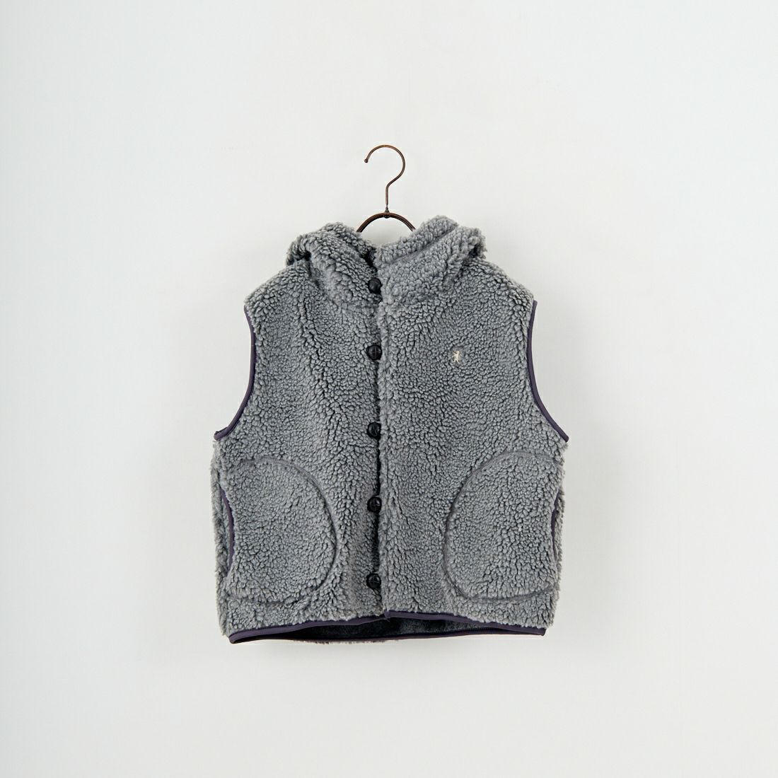 Gymphlex [ジムフレックス] ボアフーデッドショートベスト [GY-A0726BOA] DK.H.GREY