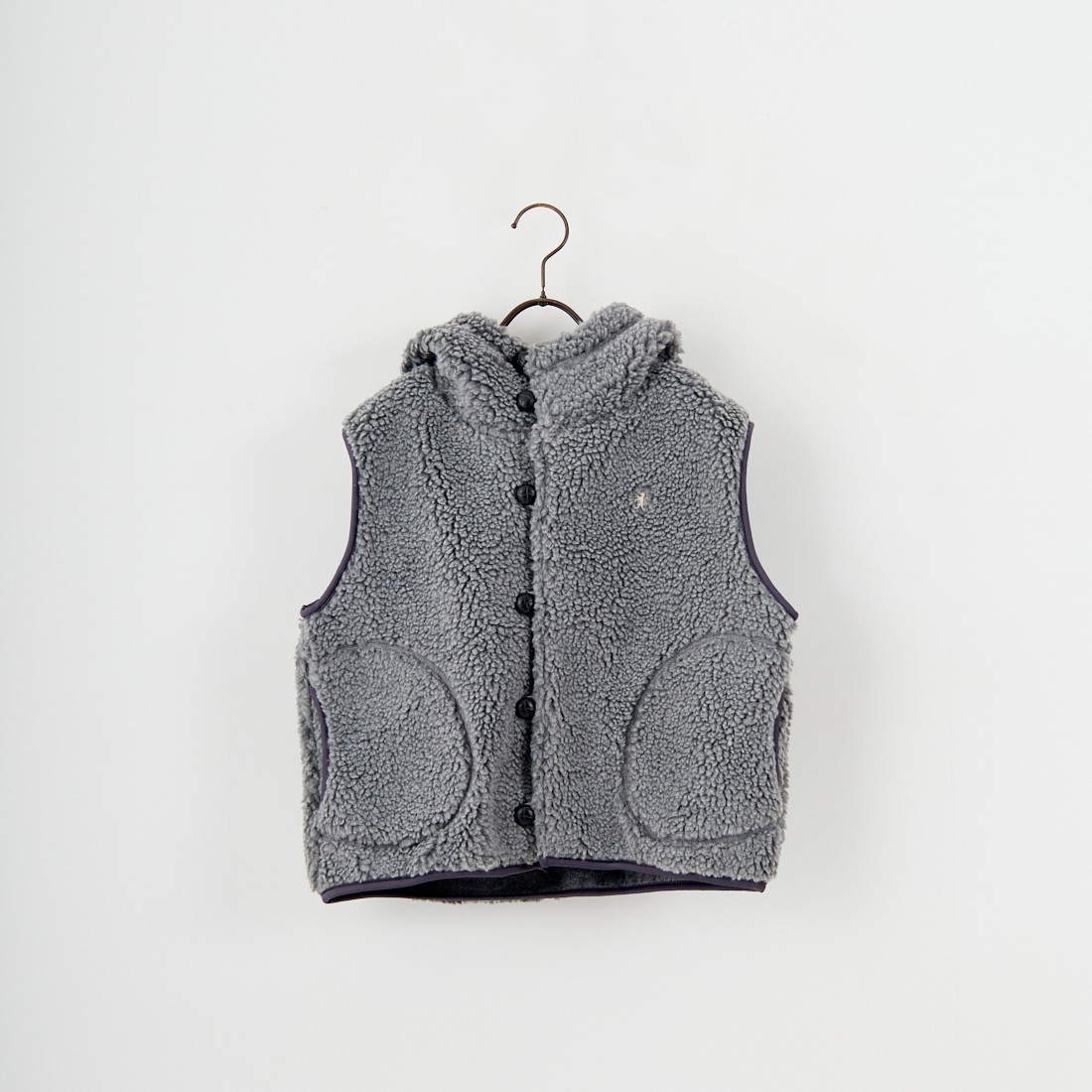 Gymphlex [ジムフレックス] ボアフーデッドショートベスト [GY-A0726BOA] DK.H.GREY
