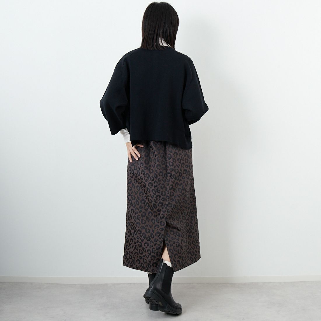 KHA:KI [カーキ] レオパードストレートスカート [MIL25FSK3099] BROWN &&モデル身長：162cm 着用サイズ：1&&