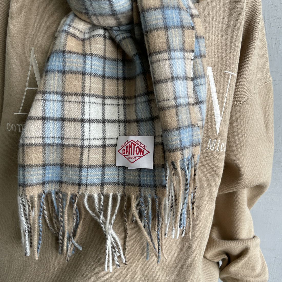 DANTON ダントン マフラー ウールカシミアマフラー チェック 2025