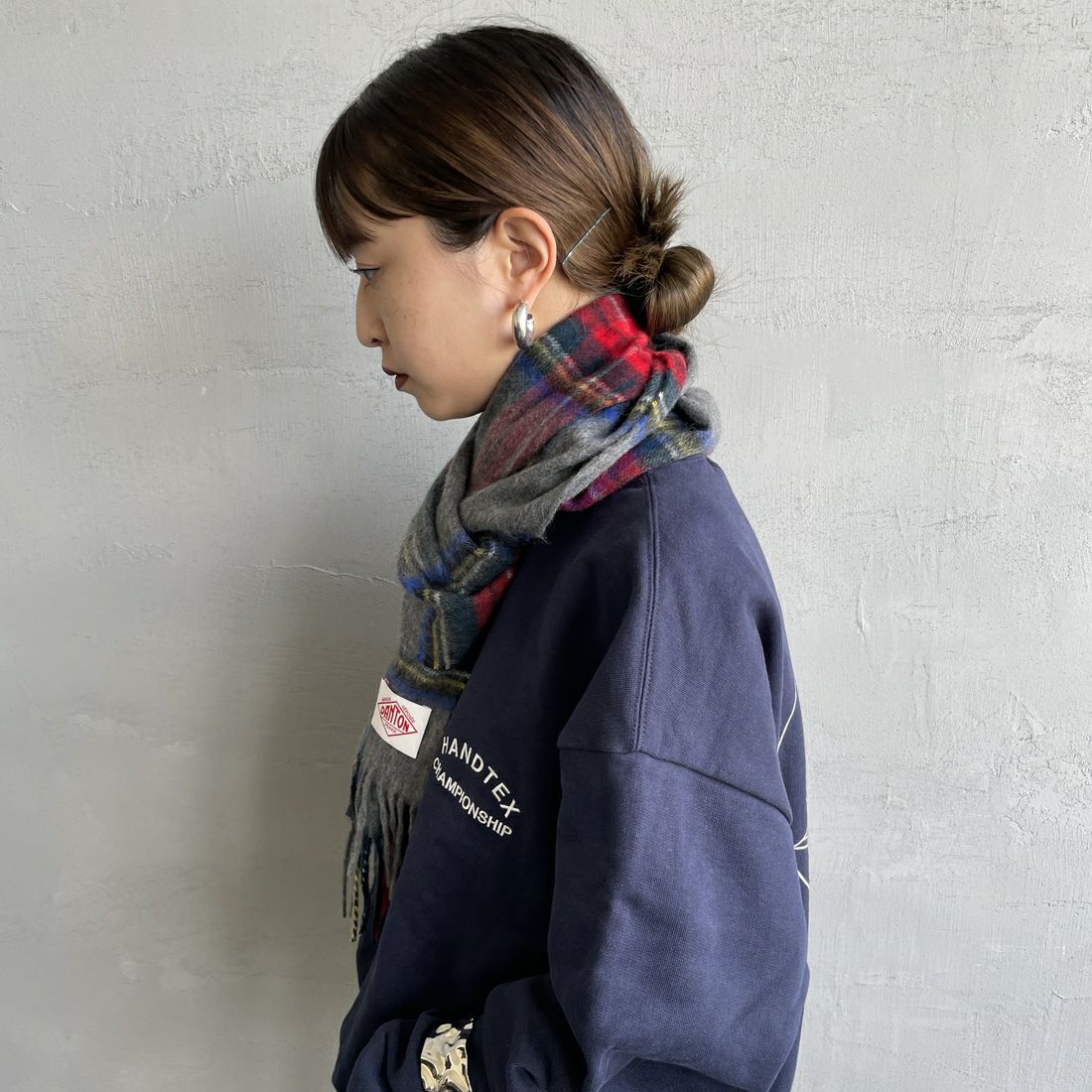 DANTON [ダントン] チェックマフラー [DT-H0226WCM] GREY STEWA