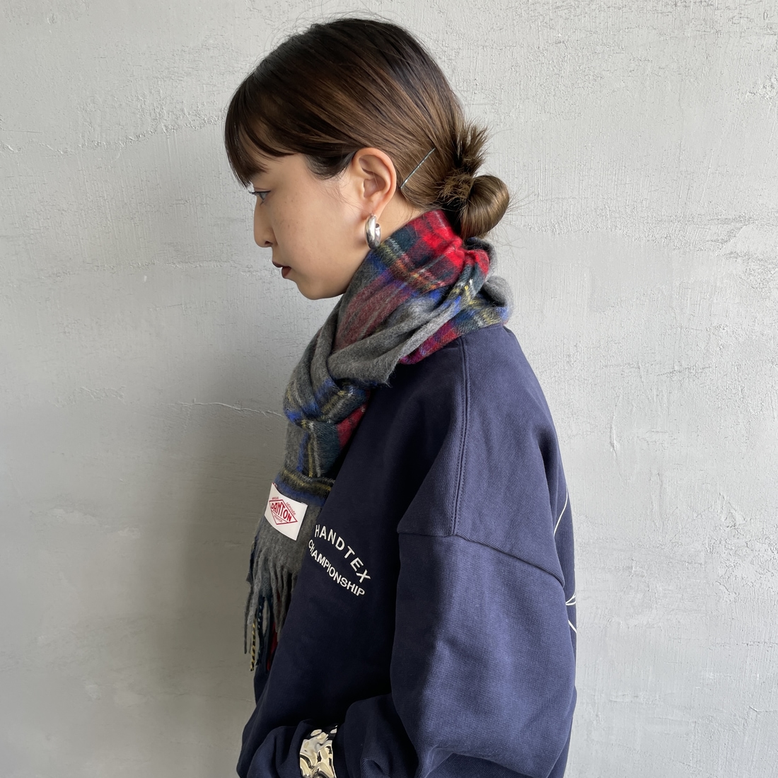 DANTON [ダントン] チェックマフラー [DT-H0226WCM] GREY STEWA