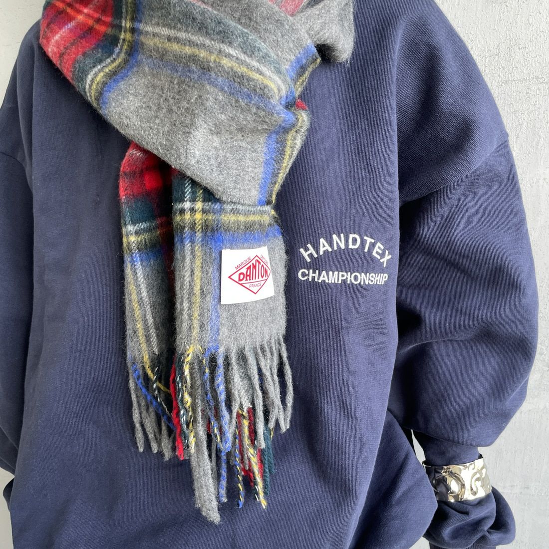 DANTON [ダントン] チェックマフラー [DT-H0226WCM] GREY STEWA