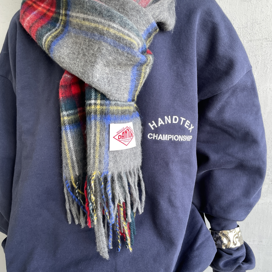 DANTON [ダントン] チェックマフラー [DT-H0226WCM] GREY STEWA
