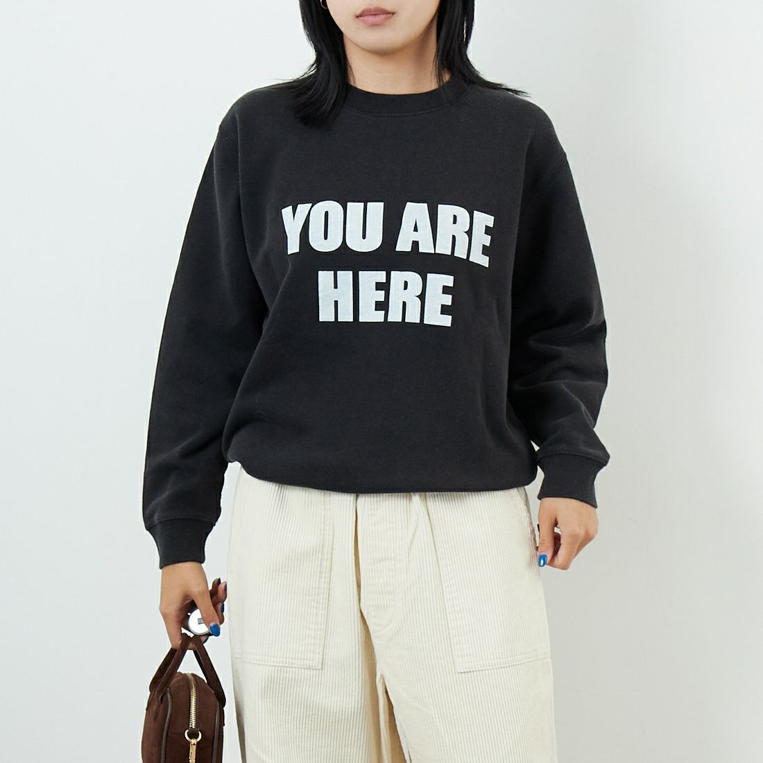WORN FREE [ウォーン フリー] ジョン・レノン スウェット YOU ARE HERE [WFR-VTG-200003] 09 BLACK &&モデル身長：167cm 着用サイズ：S&&