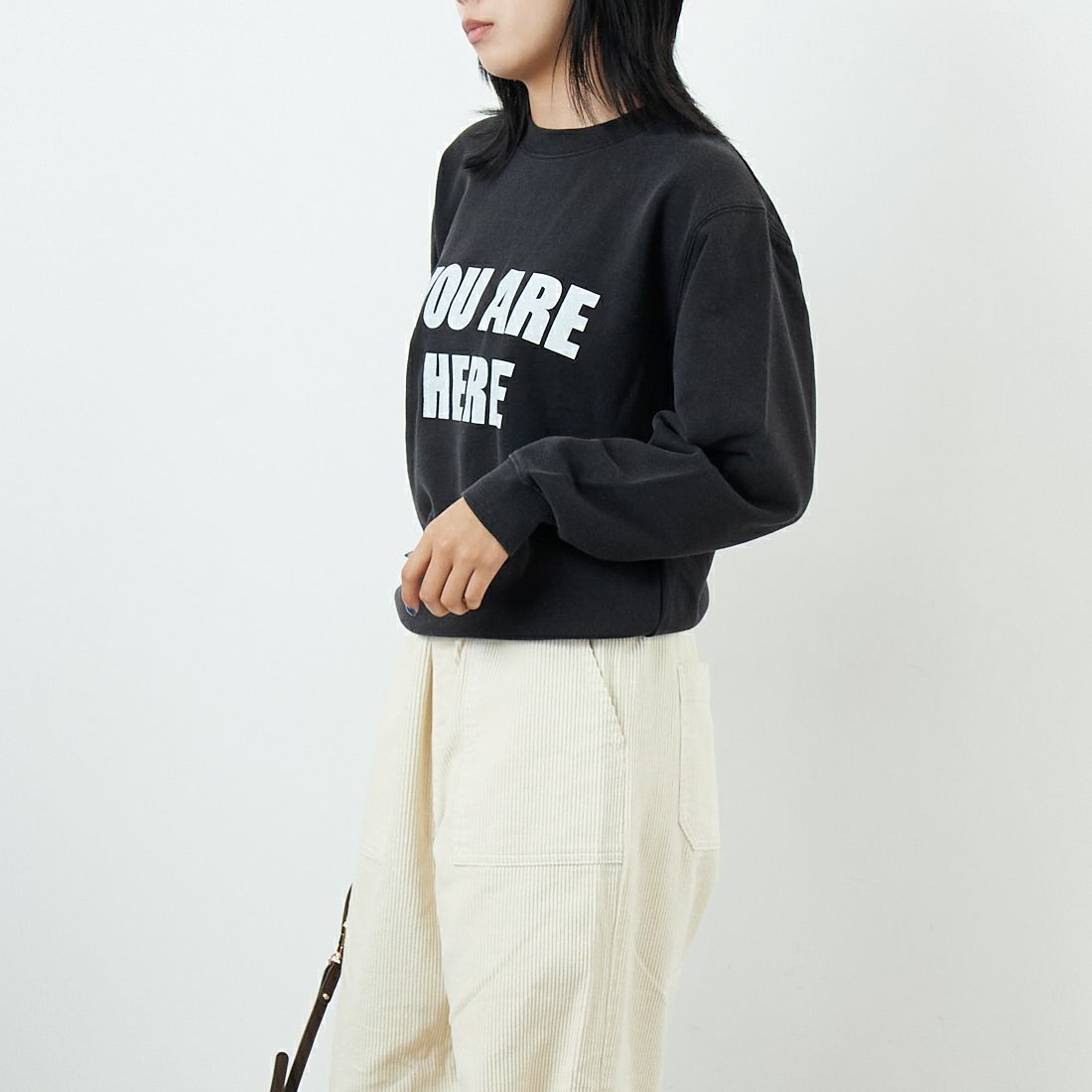 WORN FREE [ウォーン フリー] ジョン・レノン スウェット YOU ARE HERE [WFR-VTG-200003] 09 BLACK &&モデル身長：167cm 着用サイズ：S&&