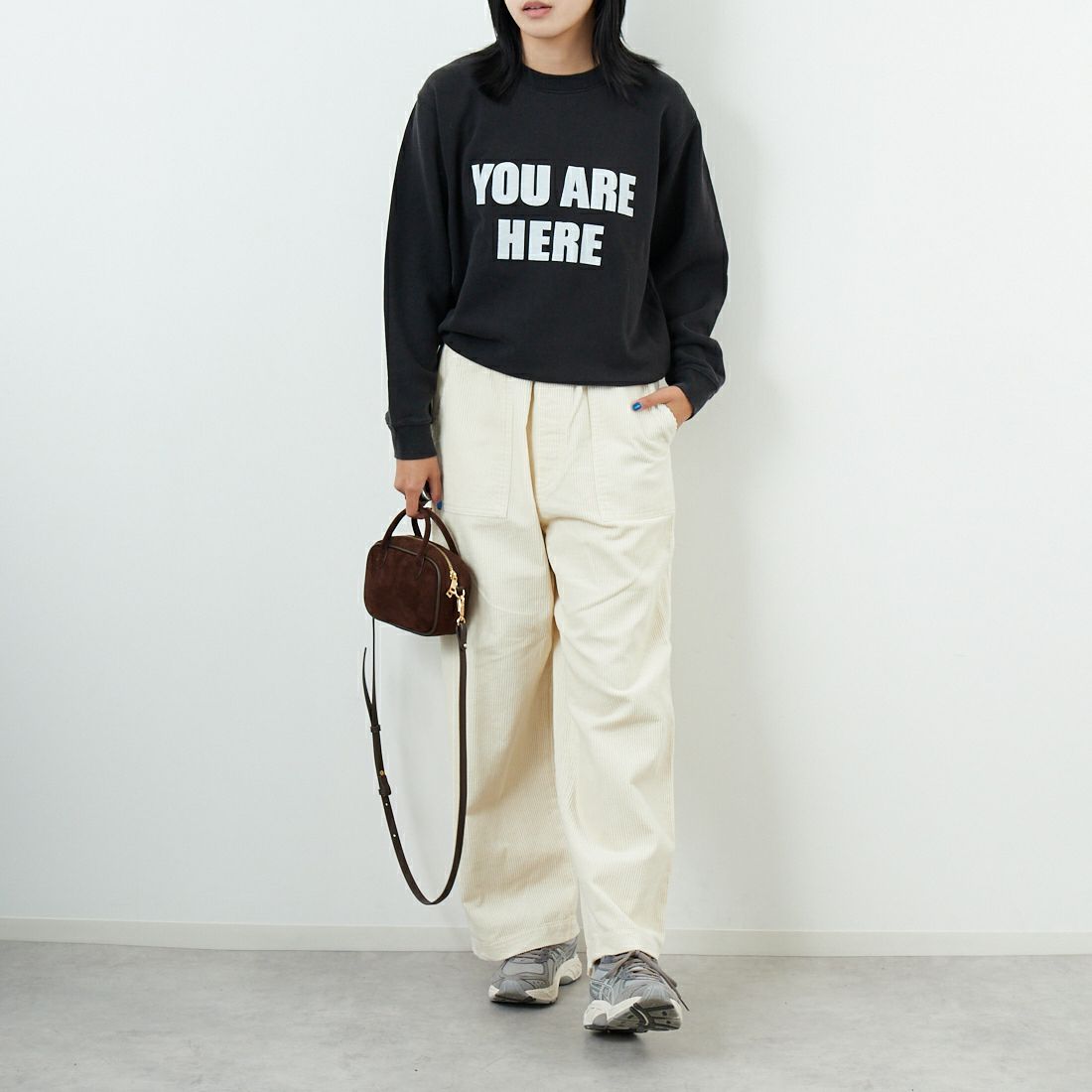 WORN FREE [ウォーン フリー] ジョン・レノン スウェット YOU ARE HERE [WFR-VTG-200003] 09 BLACK &&モデル身長：167cm 着用サイズ：S&&