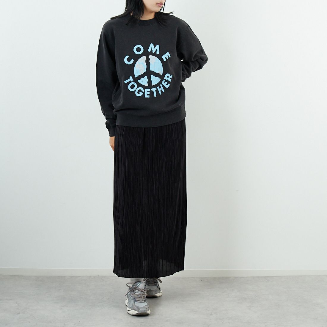 WORN FREE [ウォーン フリー] ジョン・レノン スウェット COME TOGETHER [WFR-VTG-200012] 09 BLACK &&モデル身長：167cm 着用サイズ：S&&